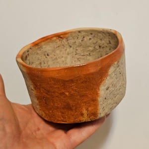 Bizen natural threaded tea bowl chawan by Fumio Kawabata