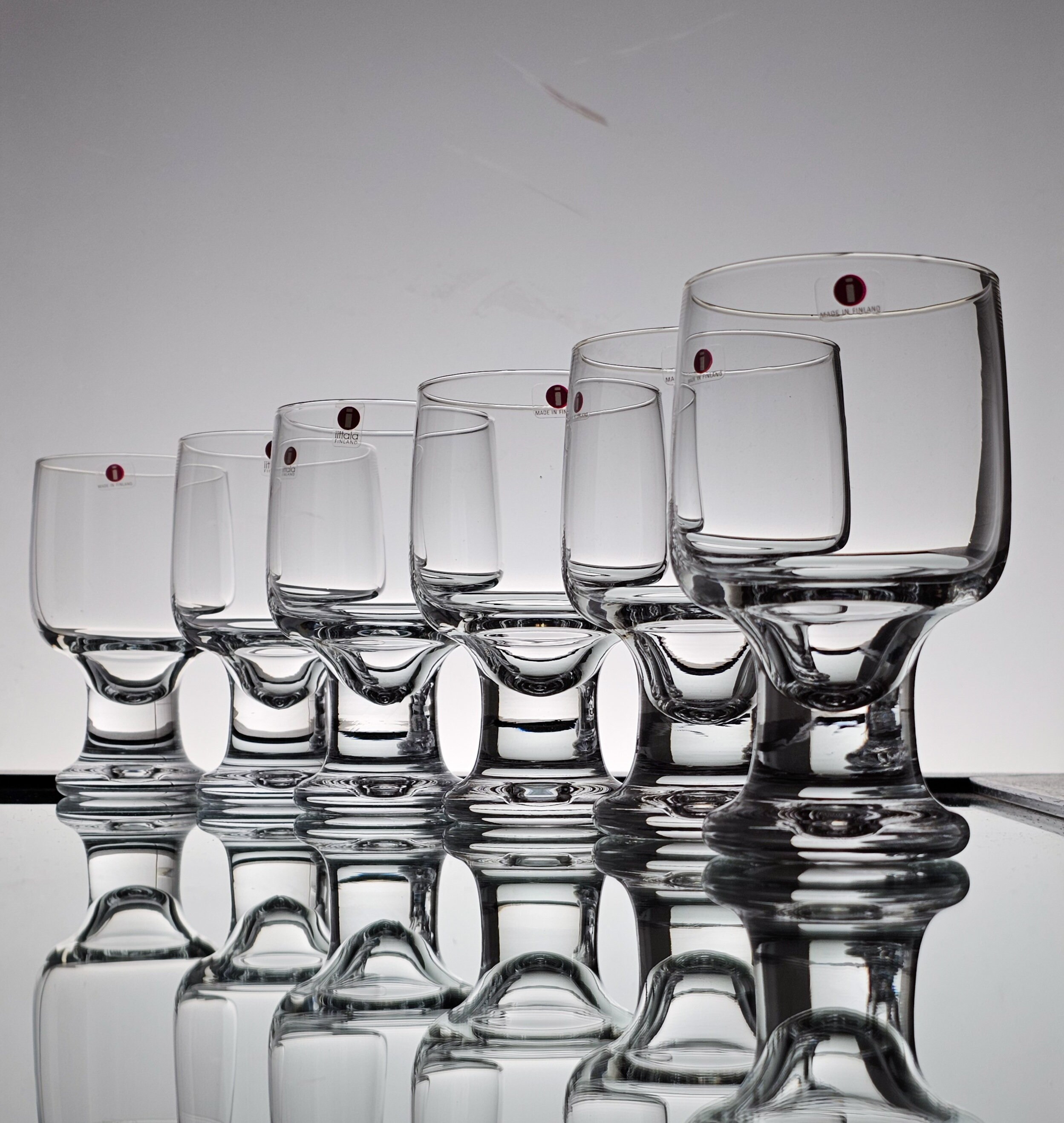 Tapio Wirkkala set of six red wine glass "Joiku" 1970s Iittala