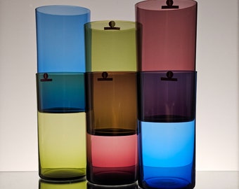 Timo Sarpaneva set of six multicolor set of drinking glass 10 Oz 1950 Iittala