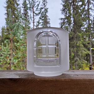 Iittala &quot;Balladi&quot; vintage votive glass candle holder by Jorma Vennola 1980s retro