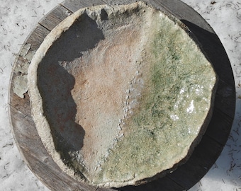 Piatto scultoreo Sugimoto Sadamitsu Iga, ceramica giapponese vintage cotta a legna