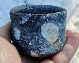 Kazuya Furutani Shigaraki sake cup, japanese kiln change sakeware guinomi