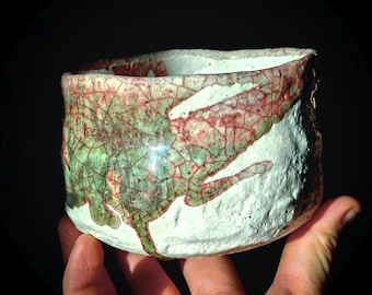Taza de té chawan Oribe de Sugimoto Sadamitsu, cerámica artística japonesa de calidad de exposición.