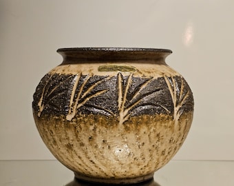 Vase brutaliste en céramique Lövemose des années 1970, poterie en argile tournée à la main, Danemark