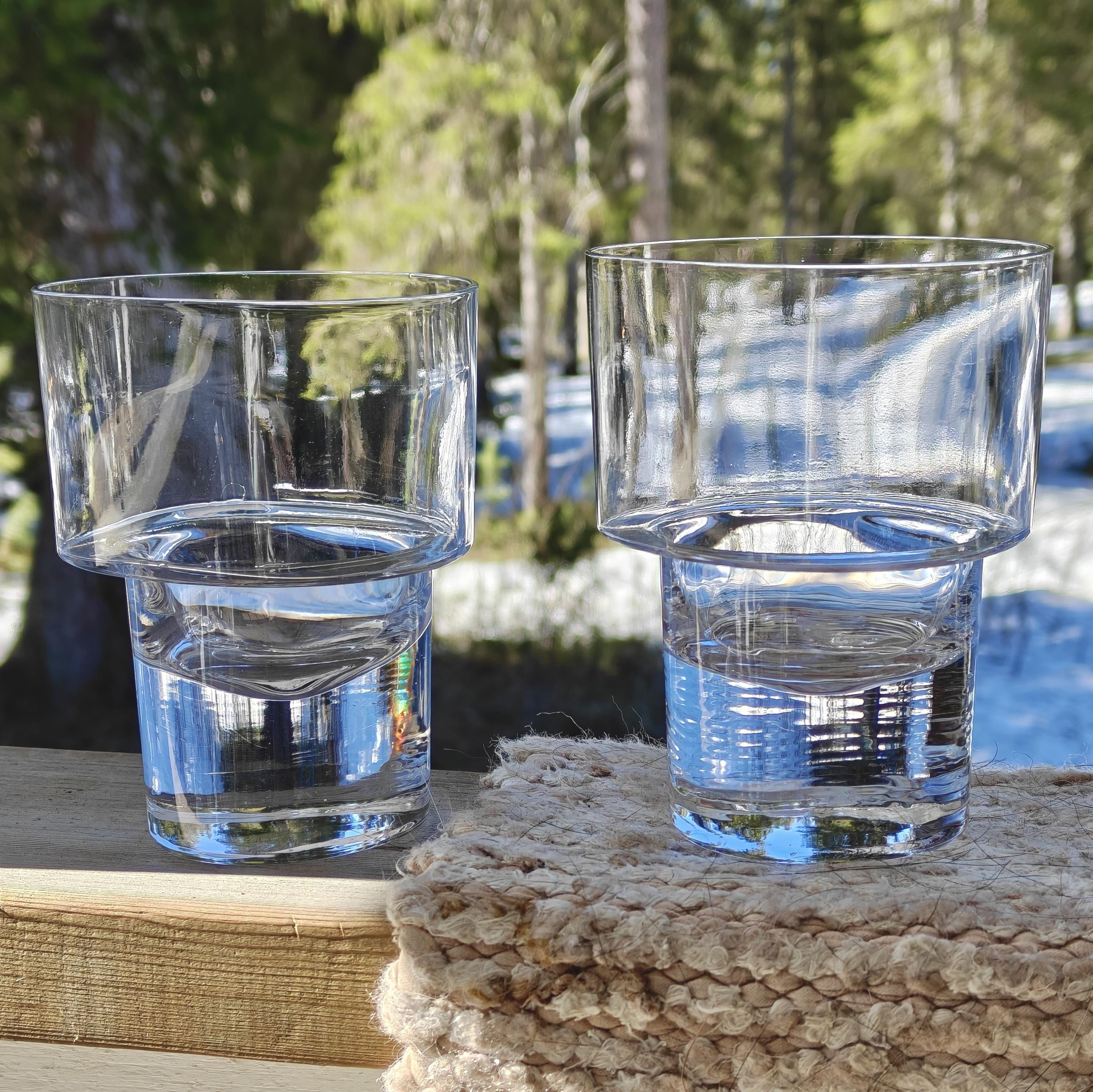 Timo Sarpaneva Iittala Pair of Ilja Drinking Glass 1970s Finland