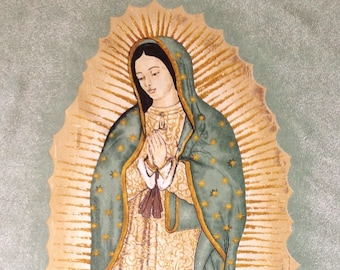 Virgen de Guadalupe L35"XW22" Cotton Panel Fabric Image of Our Lady of Guadalupe
