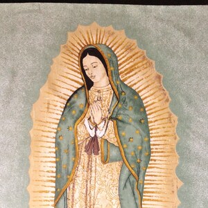 Virgen de Guadalupe L35&quot;XW22&quot; Cotton Panel Fabric Image of Our Lady of Guadalupe