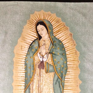 Virgen de Guadalupe L35"XW22" Cotton Panel Fabric Image of Our Lady of Guadalupe