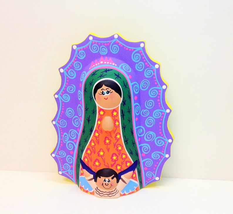 Our Lady Of Guadalupe Ceramic Figure 7 Virgin Mary Imagen Virgen De Wall Decor