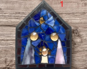 Glass Mosaics Holy Family Image - Handmade - Jesus Mary and Joseph