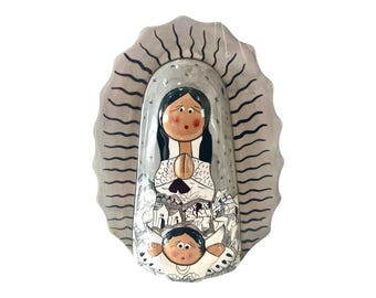 Our Lady of Guadalupe Ceramic Figure 7.5" - Virgin Mary Figure - Imagen Virgen de Guadalupe Wall Decor