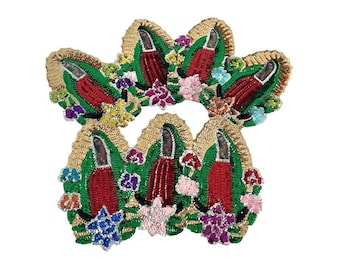 Our Lady of Guadalupe Sequin Applique - La Virgen de Guadalupe en Lentejuela 8.75"X5.5" Virgin of Guadalupe Sequin Image
