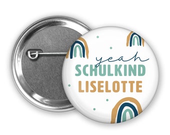 Button "hurra Schulkind" mit eigenem Namen