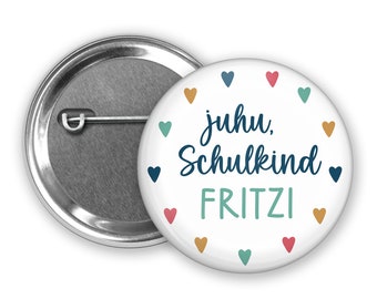 Button "hurra Schulkind" mit eigenem Namen