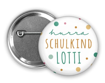 Button "hurra Schulkind" mit eigenem Namen