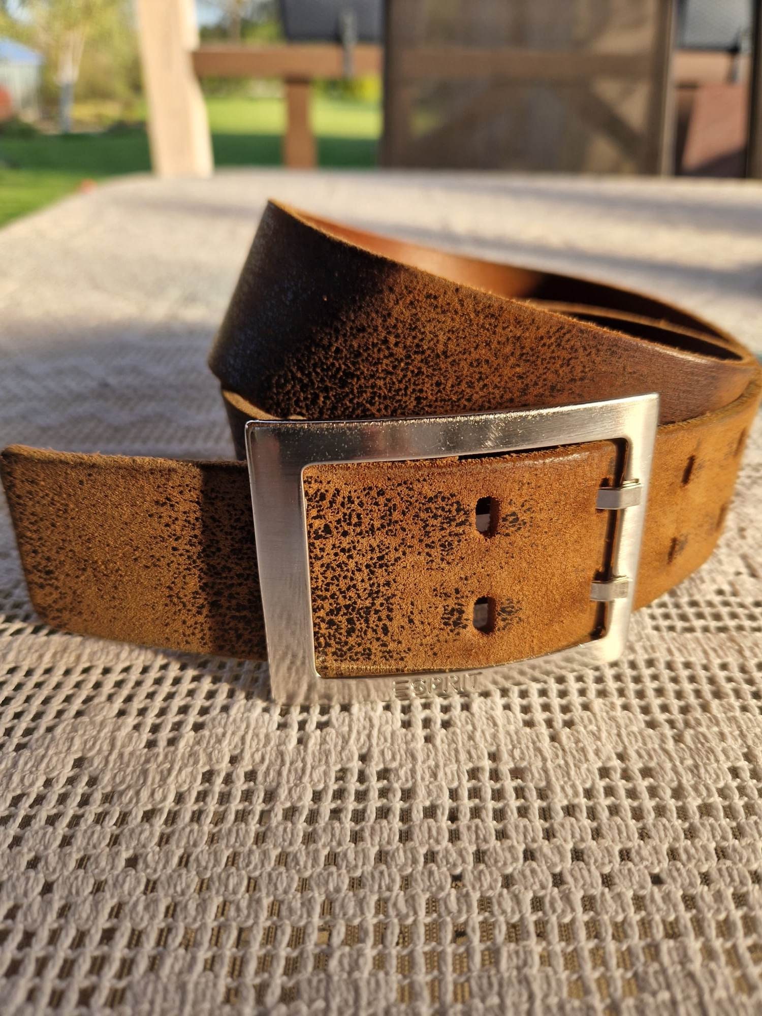 ESPRIT Caramel Brown Faux Leather Faux Calf-Hair Adjustable Silver Buckle Belt Esprit Belts for Women for sale - eBay main image 2