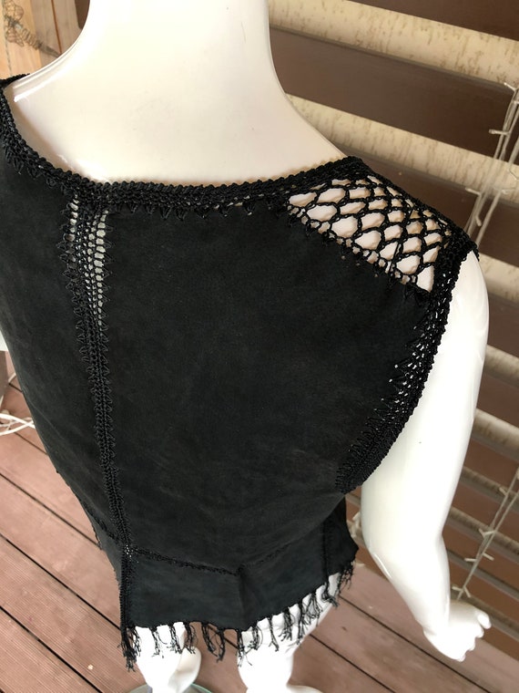 Vintage Black Chamois Genuine Leather Women Vest … - image 7