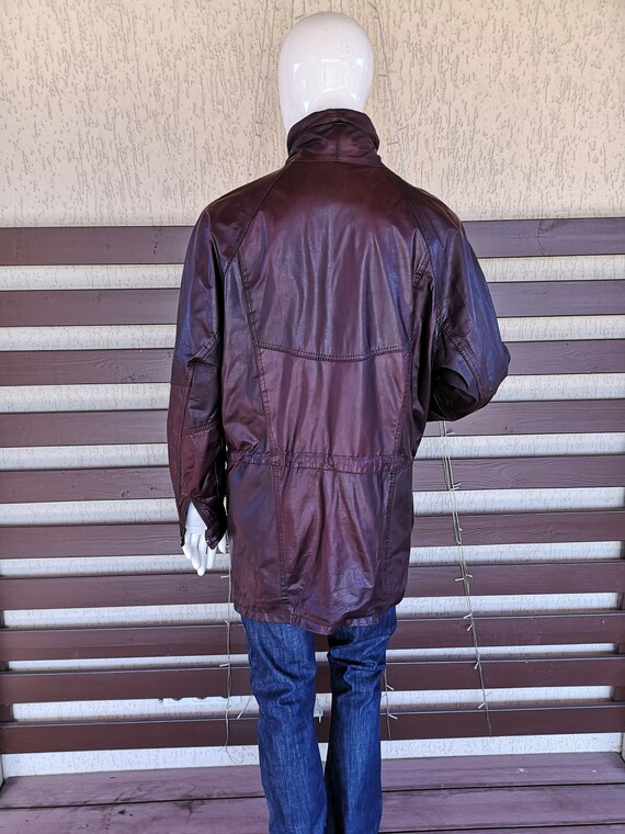 1980's Men's Vintage Brown Real Leather Jacket Bl… - image 4