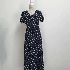 Vestido vintage de verano para mujer, de algodón azul y blanco con lunares, sin mangas, romántico, con botones y espalda descubierta, estilo camisero, talla pequeña