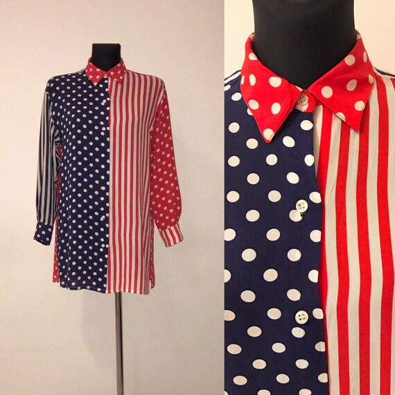 red and white spotted blouse