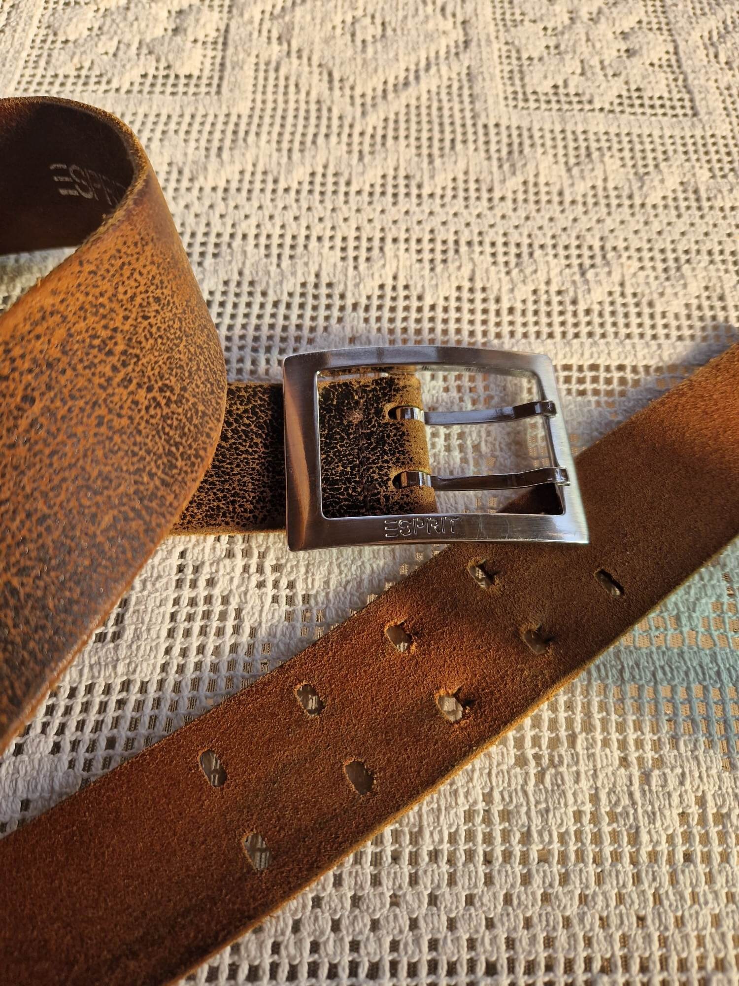 Unisex Esprit Brown Genuine Leather Wear Effect Trend Belt  display picture 2