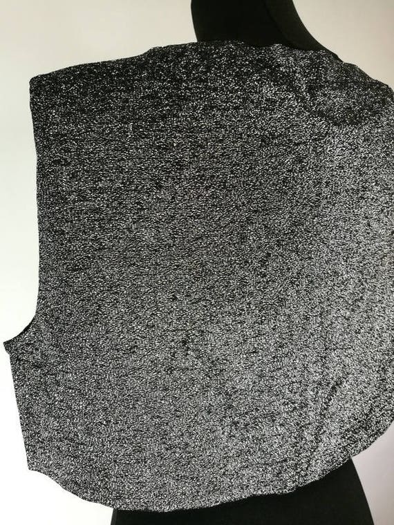 Women's 1990's Vest, Black Silver Shiny Vest, Cro… - image 5
