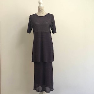 1970s Mari Philippe Knit Vintage 2 Piece Suit Skirt Top Pullover Purple Women Elegant Costume Skirt Sexy Set 2 Pieces Short Sleeves Small