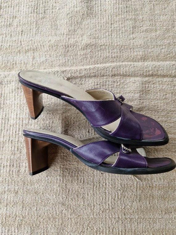 Y2K Vagabond Purple Leather Vintage Mules Sandals Cut Out