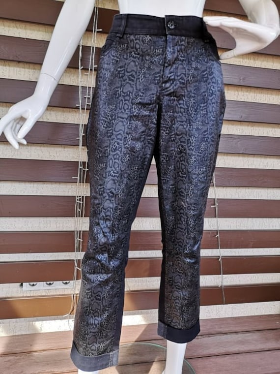 Women's 1990's Vintage Black Snake Print Jeans St… - image 1