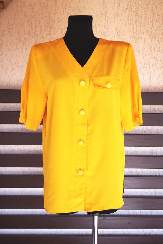 1990's Martinelli Bright Yellow Blouse Everyday S… - image 2