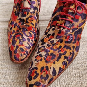 Men&#39;s lace-up shoes Pepe Milan Colorful Animal Print Spain Leather Artists Vanguard Vintage exclusive handmade old family traditions 44 EU