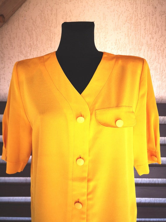1990's Martinelli Bright Yellow Blouse Everyday S… - image 5