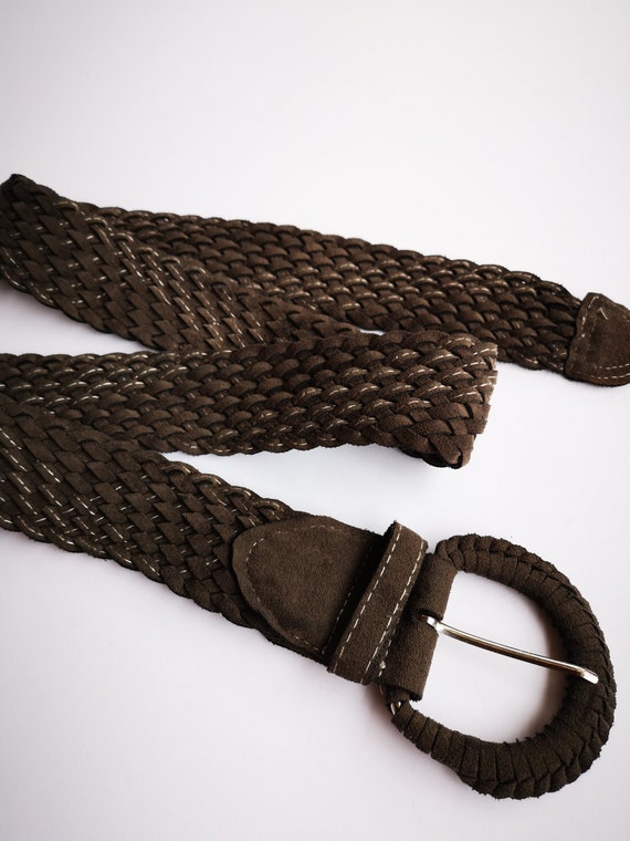 Women's Soft Braided Suede Leather Belt Khaki Moo… - image 5