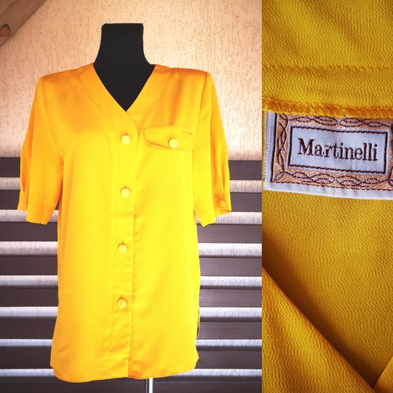 1990's Martinelli Bright Yellow Blouse Everyday S… - image 1