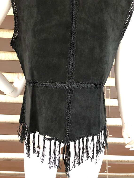 Vintage Black Chamois Genuine Leather Women Vest … - image 8