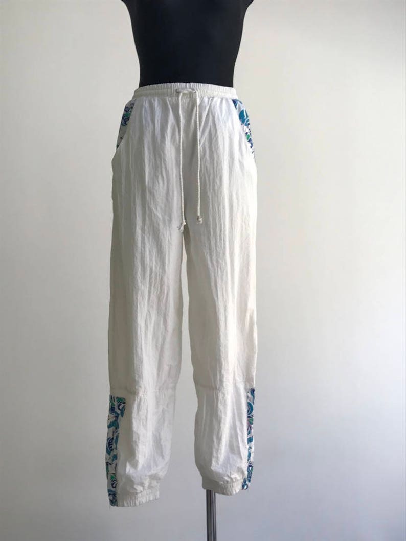 1980s Vintage Running Pants White Track Pants High Elastic - Etsy