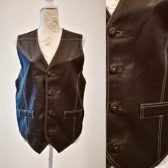 Man or Woman Vest Leather Sleeveless Big Size Bikers Country