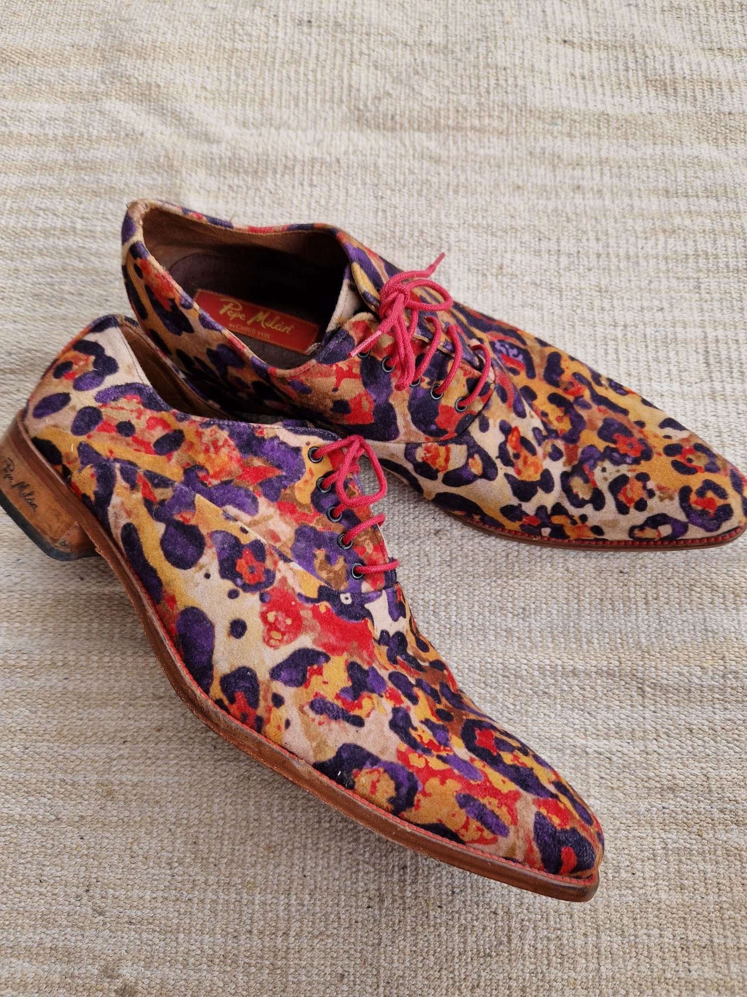 Men s Lace up Shoes Pepe Milan Colorful Animal Print Spain Leather Artists Vanguard Vintage Exclusive Handmade Old Family Traditions 44 EU Etsy