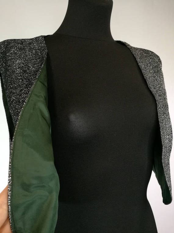 Women's 1990's Vest, Black Silver Shiny Vest, Cro… - image 6