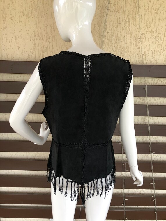 Vintage Black Chamois Genuine Leather Women Vest … - image 3