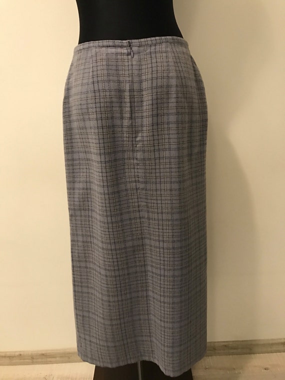 1970's Scarf Pleated Skirt Checkered Tartan Gray … - image 5