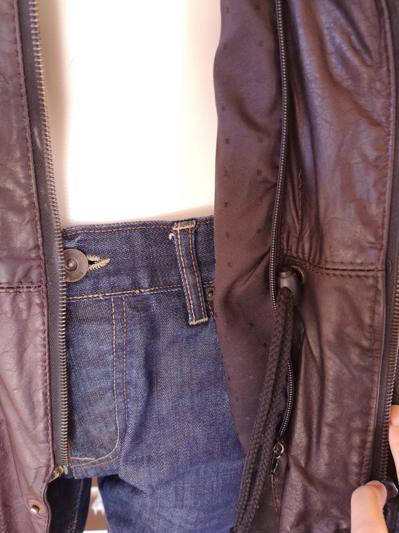 1980's Men's Vintage Brown Real Leather Jacket Bl… - image 7