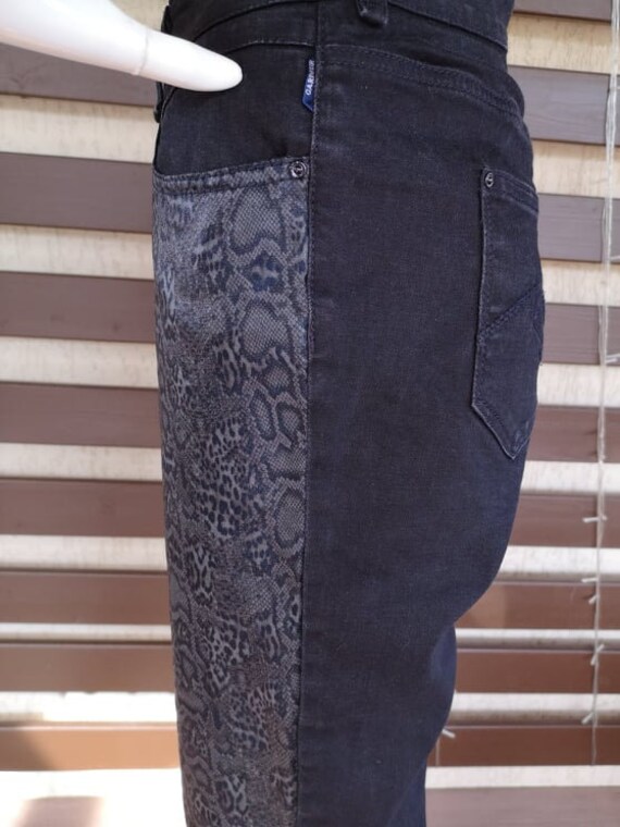 Women's 1990's Vintage Black Snake Print Jeans St… - image 8