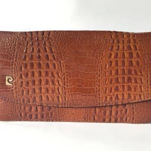 Vintage Leather Bag Envelope Clutch Women&#39;s Shoulder Bag Summer Bag Brown Clutch Purse Pier Cardin Bag Small Handbag Gift for Her