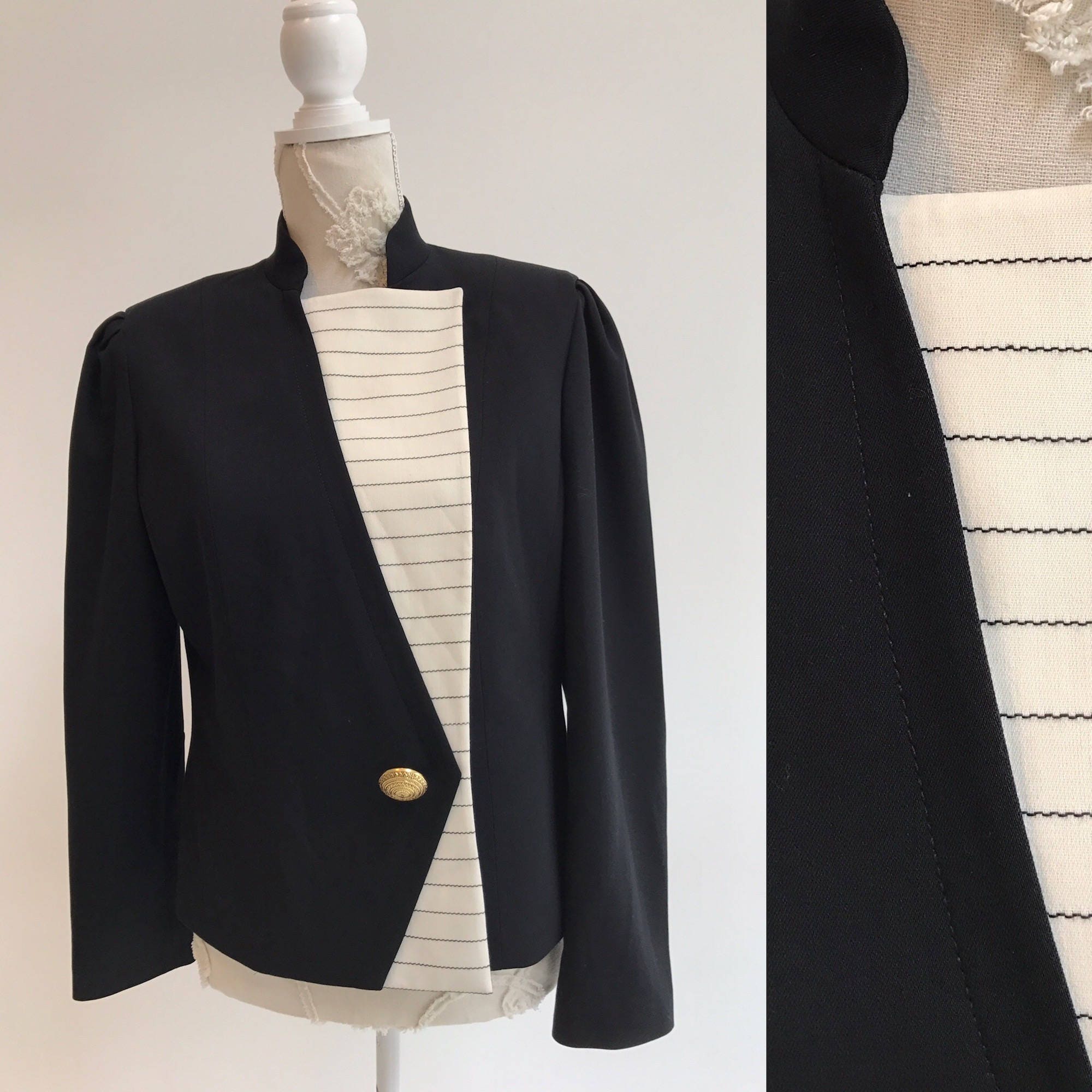 OMZIN Damen Blazer Mit Stehkragen - Slim Fit Business Blazer In Militär-Optik