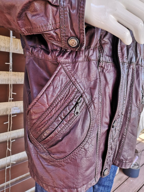 1980's Men's Vintage Brown Real Leather Jacket Bl… - image 6