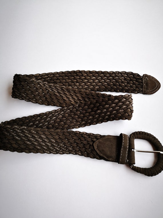 Women's Soft Braided Suede Leather Belt Khaki Moo… - image 4