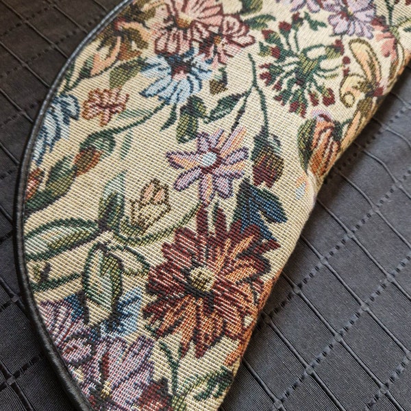 Style des années 1970 vintage tapisserie fleur sac à main fermeture à glissière femmes embrayage décontracté petit sac à main Floral croissant forme rétro demi-lune sac