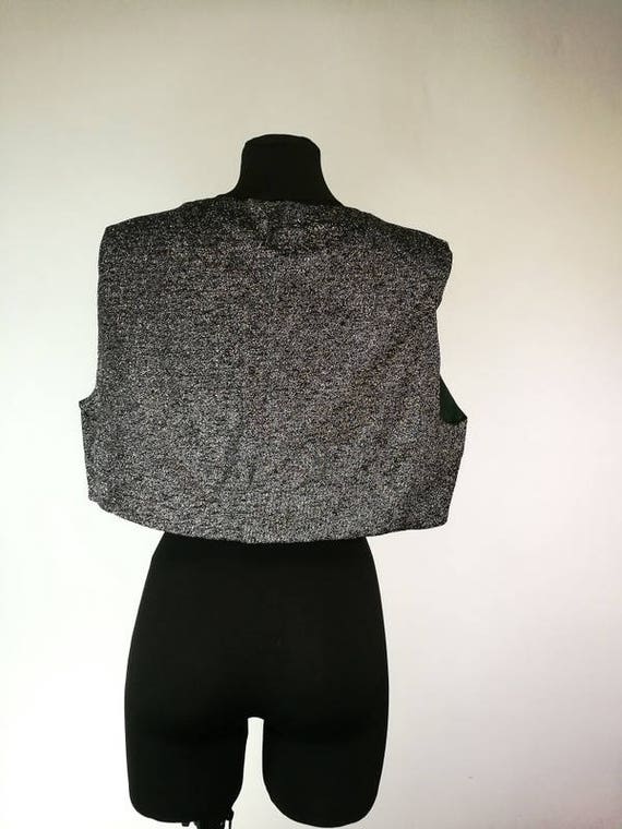 Women's 1990's Vest, Black Silver Shiny Vest, Cro… - image 4