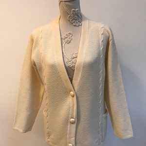 1960&#39;s Vintage Winter Coat Creamy White Cardigan Long Coat Women&#39;s Jacket Long Sweater Winter Cardigan Aran Knit